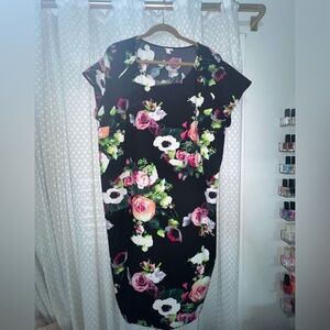 Floral Black Sheath Dress